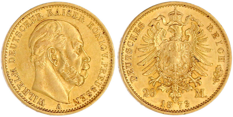 20 Mark 1873 A. gutes vorzüglich. Jaeger 243.