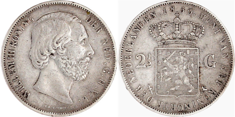 2 1/2 Gulden 1850. sehr schön. Krause/Mishler 82.