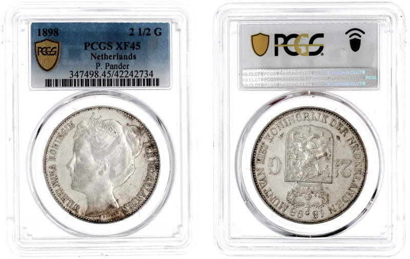 2 1/2 Gulden 1898, P. PANDER. PCGS Grading XF45. Krause/Mishler 123.