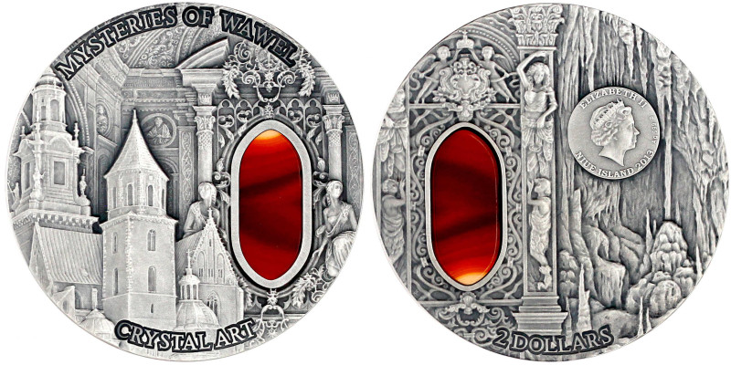 2 Dollars (2 Unzen) Silbermünze 2013. Crystal Art- Mysteries of Wawel, mit Krist...