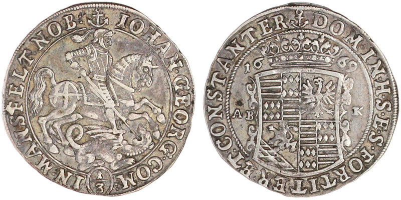 1/3 Taler (Halbgulden) 1669 ABK. gutes sehr schön, schöne Patina. Tornau 305.