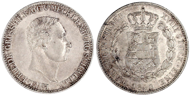 Gulden (2/3 Taler) 1840. vorzüglich/Stempelglanz. Jaeger 45. AKS 32.