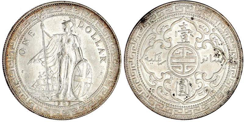 Tradedollar 1909 B. vorzüglich/Stempelglanz, min. gereinigt. Krause/Mishler T5.