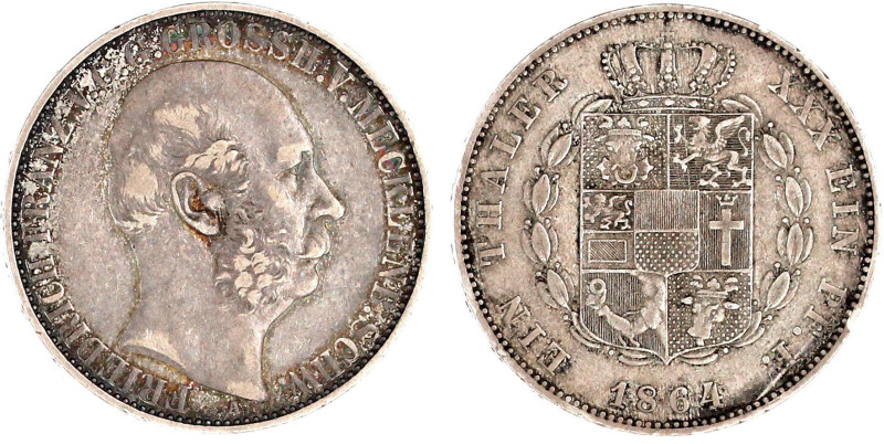 Vereinstaler 1864 A. sehr schön, kl. Randfehler. Jaeger 58. Thun 215. AKS 38.