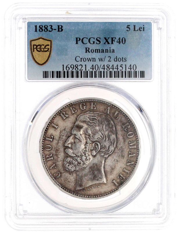 5 Lei 1883 B. Im PCGS-Blister mit Grading XF40. Krause/Mishler 17.1.