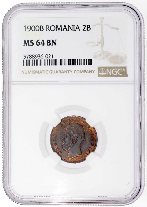 2 Bani 1900 B. Im NGC-Blister mit Grading MS 64 BN. selten in dieser Erhaltung. ...