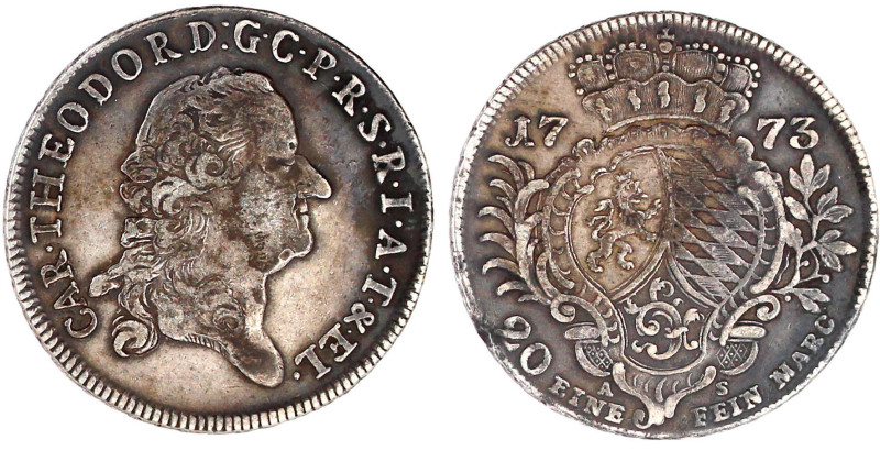 1/2 Konventionstaler 1773 A-S, Mannheim. 13,83 g. sehr schön, kl. Schrötlingsfeh...