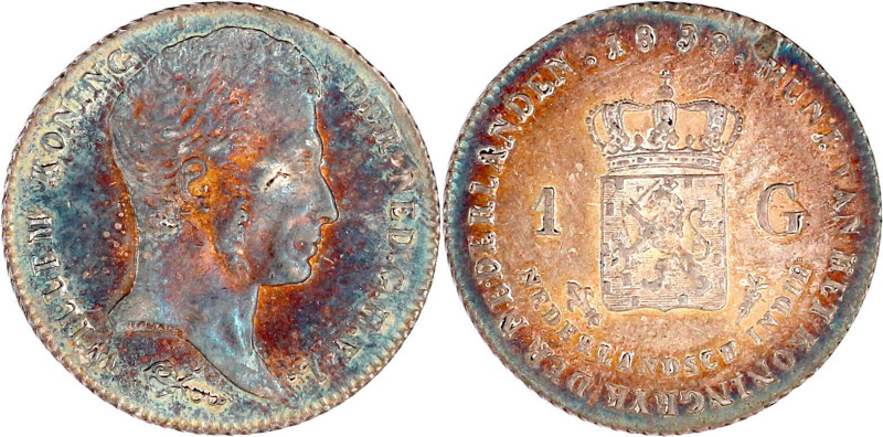 1 Gulden 1839 vorzüglich/Stempelglanz, schöne Patina. Krause/Mishler 300a.