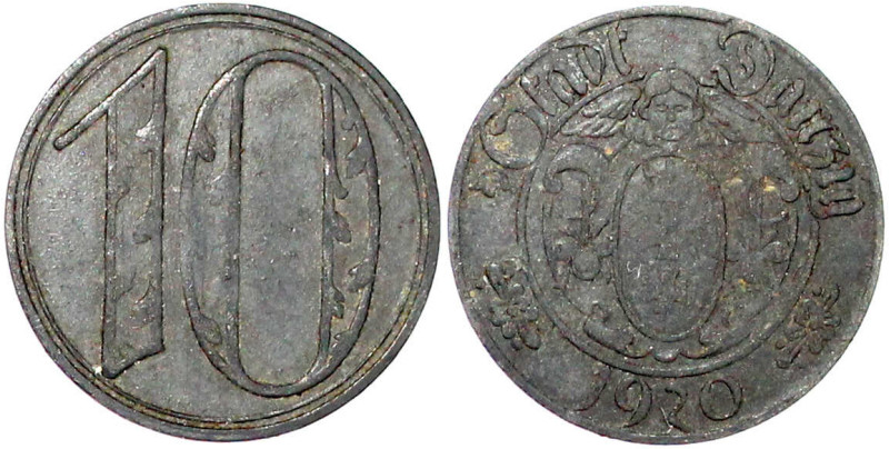 10 Pfennig 1920, große Wertzahl. sehr schön/vorzüglich, selten Ex. der 363. Künk...