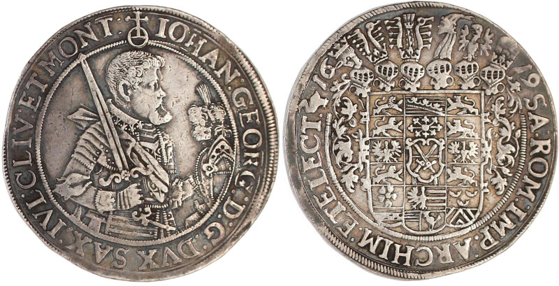 Reichstaler 1619 Mmz. Schwan. Die rechte Hand weist nach oben. 29,07 g. sehr sch...