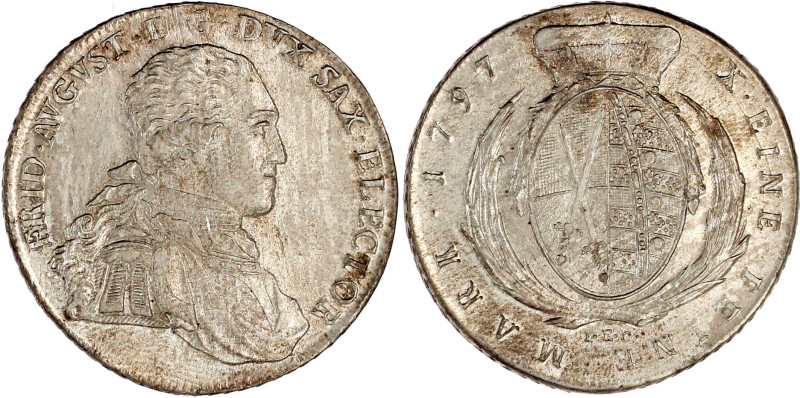 Konventionstaler 1797 IEC, Dresden. 27,90 g. gutes vorzüglich. Buck 198d. Schnee...