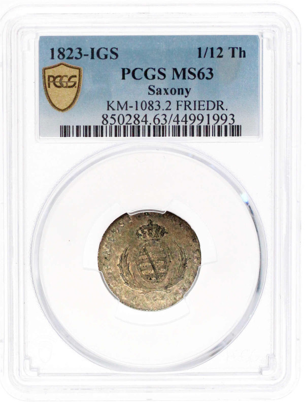 1/12 Taler 1823 IGS mit FRIEDR. PCGS Grading MS63 (Top Pop) Jaeger 28. AKS 40 An...