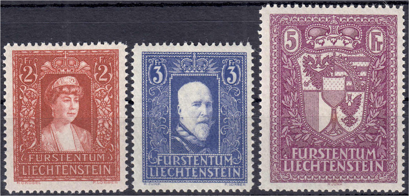 2 Fr. - 5 Fr. Freimarken 1933/1935, kompletter Satz in postfrischer Erhaltung. M...