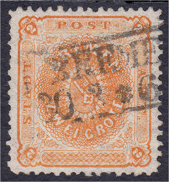 2 Gr. Freimarke 1866/1867, sauber entwertet mit schwarzem Rechteckstempel (KS 12...