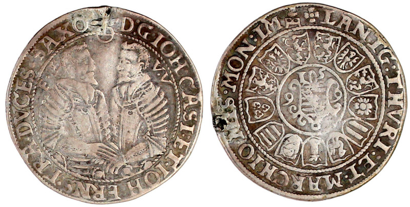 1/4 Reichstaler 1599 B, Saalfeld. 7,04 g. sehr schön, Henkelspur, sehr selten. G...