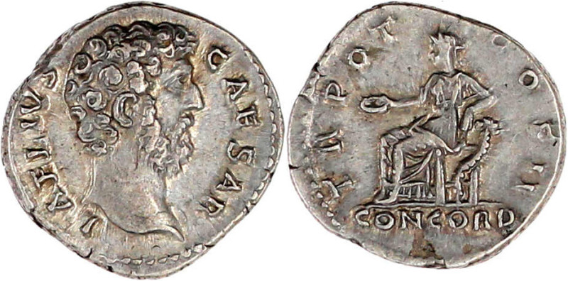 Denar 137. Kopf n.r./TR POT COS II CONCORD. Concordia sitzt l. 3,42 g. sehr schö...