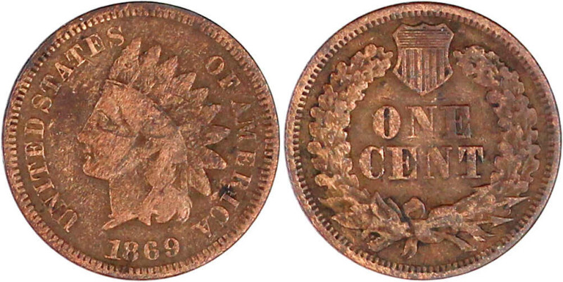 Cent 1869. sehr schön, selten. Krause/Mishler 90a.