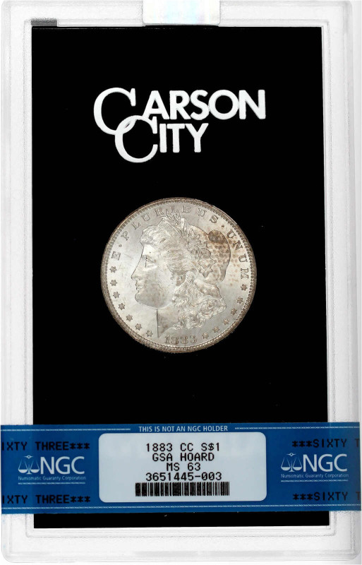 Morgandollar 1883 CC, Carson City. Im US-Blister, mit Grading-Banderole NGC MS 6...