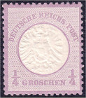 1/4 Gr. großer Brustschild 1872, tadellos in postfrischer Luxuserhaltung, tiefst geprüft Dr. Wittmann. Michel 16.