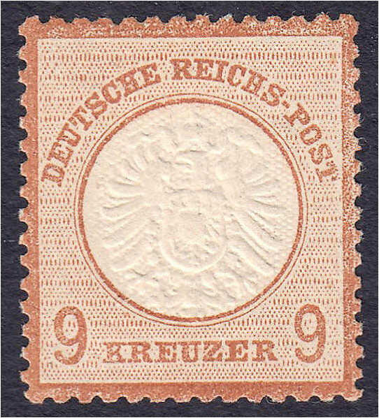 9 Kr. großer Brustschild 1872, postfrische Luxuserhaltung, Farbe ,,a" (hell- bis...