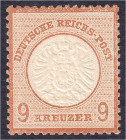 9 Kr. großer Brustschild 1872, postfrische Luxuserhaltung, Farbe ,,a" (hell- bis mittelrötlichbraun), unsigniert. Fotoattest Sommer BPP >einwandfrei