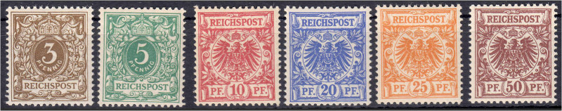 3 Pf. - 50 Pf. Krone/Adler 1889, kompletter Satz in postfrischer Erhaltung, die ...