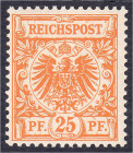 25 Pf. Krone/Adler 1889, postfrische Luxuserhaltung, Farbe ,,ba", unsigniert. Fotobefund Wiegend BPP >einwandfrei