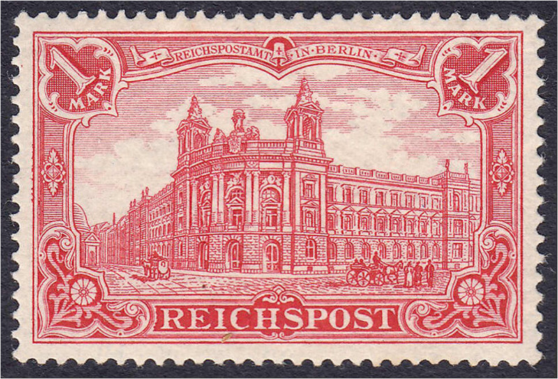 1 M. Freimarke (Reichspost) 1900, rot, die Marke ist farbfrisch, gut gezähnt und...