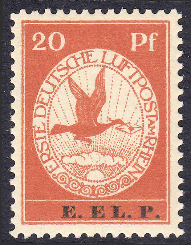 20 Pf. Flugpostmarke E.EL.P. 1912, postfrische Luxuserhaltung, tiefst geprüft Br...