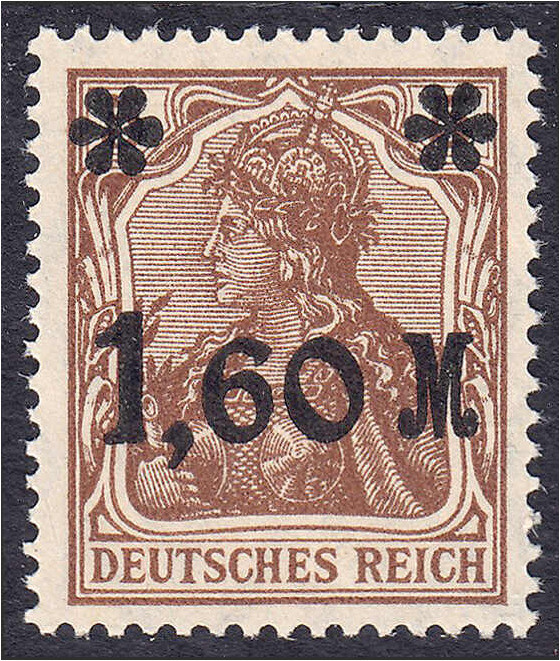 1.60 M. auf 5 Pf. Freimarke 1921, postfrische Luxuserhaltung, Type I und Farbe ,...