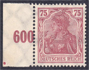 75 Pf. Freimarke (Germania X) 1922, postfrische Luxuserhaltung, Farbe ,,b" (rotkarmin bis lilakarmin), tiefst geprüft Oechsner BPP. Mi. 900,-€. Michel...