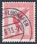 10 Pf. Flugpostmarke 1926, sauber gestempelt, mit Plattenfehler ,,I" (unterer Strich des 2. ,,E" in ,,DEUTSCHE" nach links verlängert), bestens geprüf...