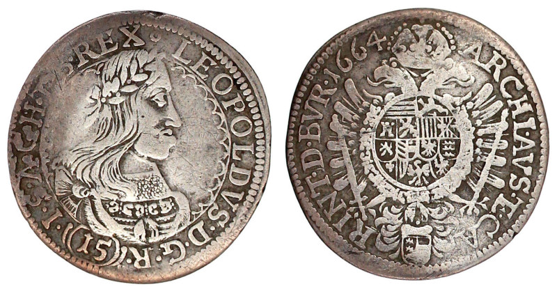 15 Kreuzer 1664, St. Veit. sehr schön, kl. Randfehler und leichte Prägeschwäche,...