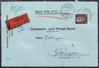 80 Pf. Hindenburg 1928, sauber auf portoger. Einzelfrankatur auf Wertbrief 45 gr. ab Berlin. Michel 422.