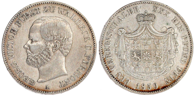 Vereinstaler 1859 A. sehr schön. Thun 410. AKS 45. Jaeger 45.