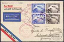 2 RM. - 4 RM Flugpostmarken und Südamerikafahrt 1928/30, schöner Luftpostbrief mit zwei kompletten Sätzen der Zeppeline, tadellos. Michel 423-424, 438...