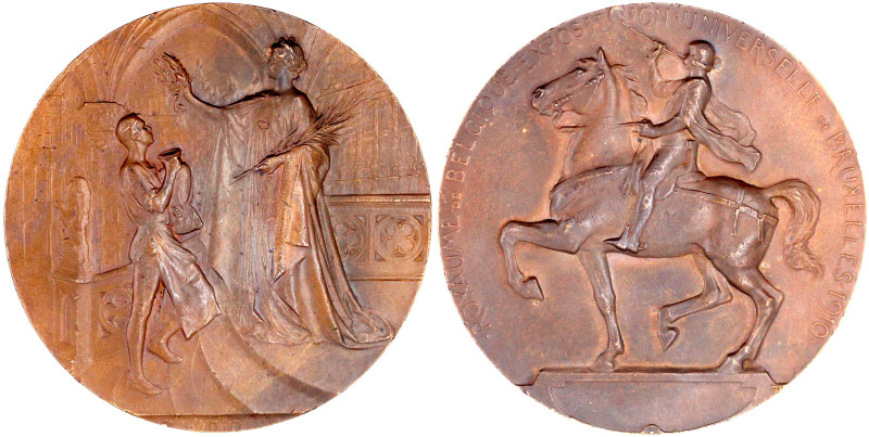 Bronzemedaille 1910 von Devreese. Prämie der Weltausstellung in Brüssel. 70 mm. ...