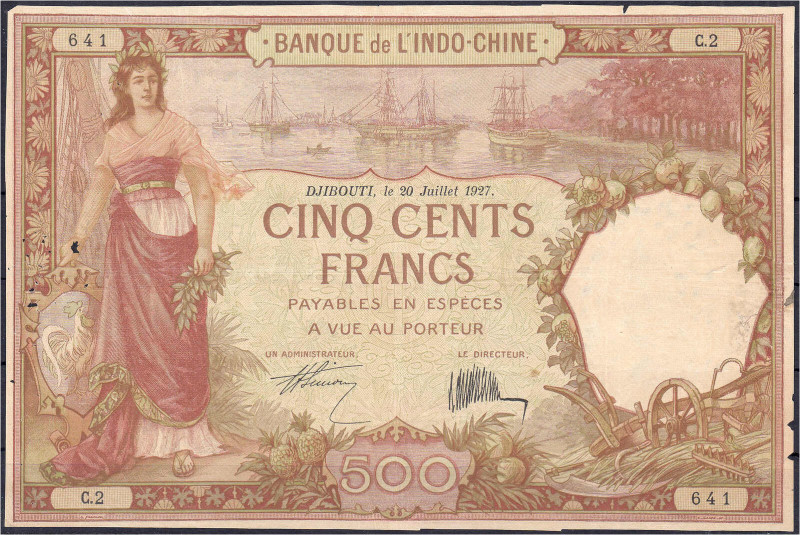 Banque De L'Indo-Chine, 500 Francs o.D. (1927). IV. Pick 9a.