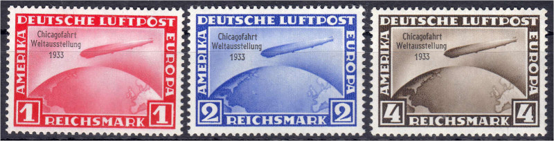 1 M. - 4 M. Chicagofahrt 1933, kompletter Satz in postfrischer Luxuserhaltung, d...