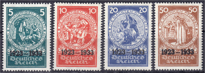 5+15 Pf. - 50+150 Pf. Deutsche Nothilfe (Blockmarken) 1933, kompletter Satz in p...