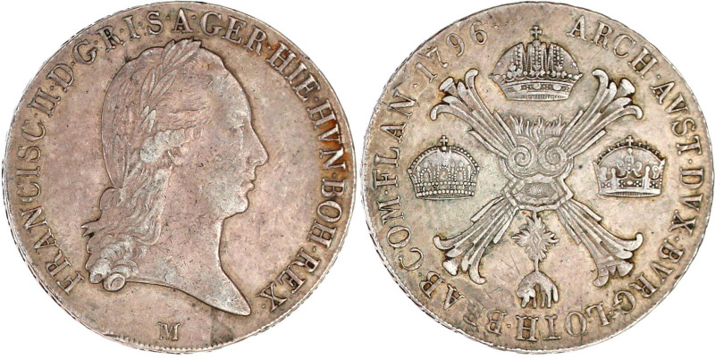 Kronentaler 1796 M, Mailand. 29,40 g. sehr schön. Herinek 491. Davenport. 1390.