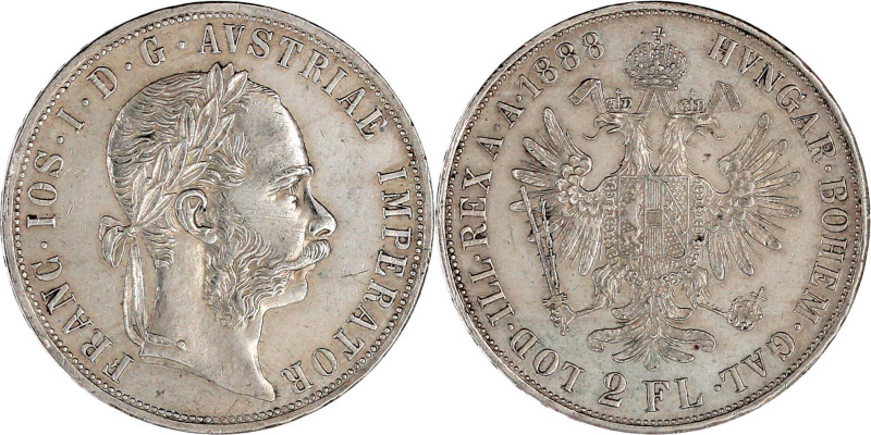 Doppelgulden 1888. gutes vorzüglich, kl. Kratzer. Herinek 517. Thun 458.