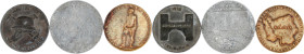 3 Stück: Zinkmedaille 1938 Philipp Holzmann AG, Freiburg/Helm mit Hakenkreuz, 35 mm. Zink-Kalendermedaille 1943, 40 mm. Bronzemedaille 1935 Deutsch di...