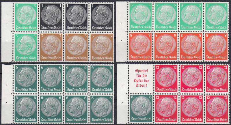 Hindenburg 1934, vier postfrische Heftchenblätter. Mi. 420,-€. Michel HBL 81 B -...