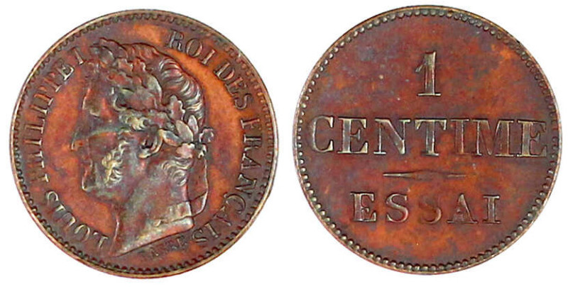 1 Centime ESSAI o.J.(1830) von Barré. 15,0 mm vorzüglich/Stempelglanz, schöne Tö...