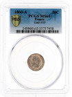 20 Centimes 1860 A, Paris. Im PCGS-Blister mit Grading MS 65. selten in dieser Erhaltung. Gadoury 305. Krause/Mishler 778.1.