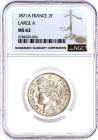 2 Francs 1871 A, Paris. Im NGC-Blister mit Grading MS 62. Gadoury 530. Krause/Mishler 817.1.