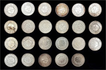 23 X 10 Francs Silber Herkulesgruppe aus 1965 bis 1973, teils mehrfach. Je 25 g. 9000/1000. vorzüglich bis prägefrisch, einmal Randfehler. Schön 236. ...