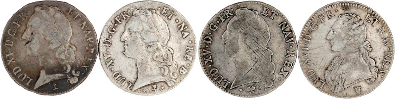 4 versch Ecu`s: 1748 N, 1765 Pau, 1767 L, 1788 I. meist schön/vorzüglich, justie...