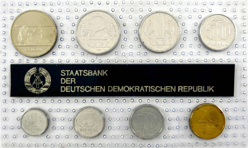 Minisatz von 1 Pfennig bis 2 Mark 1989. In Noppenplastik mit Medaille Prägen. Or...